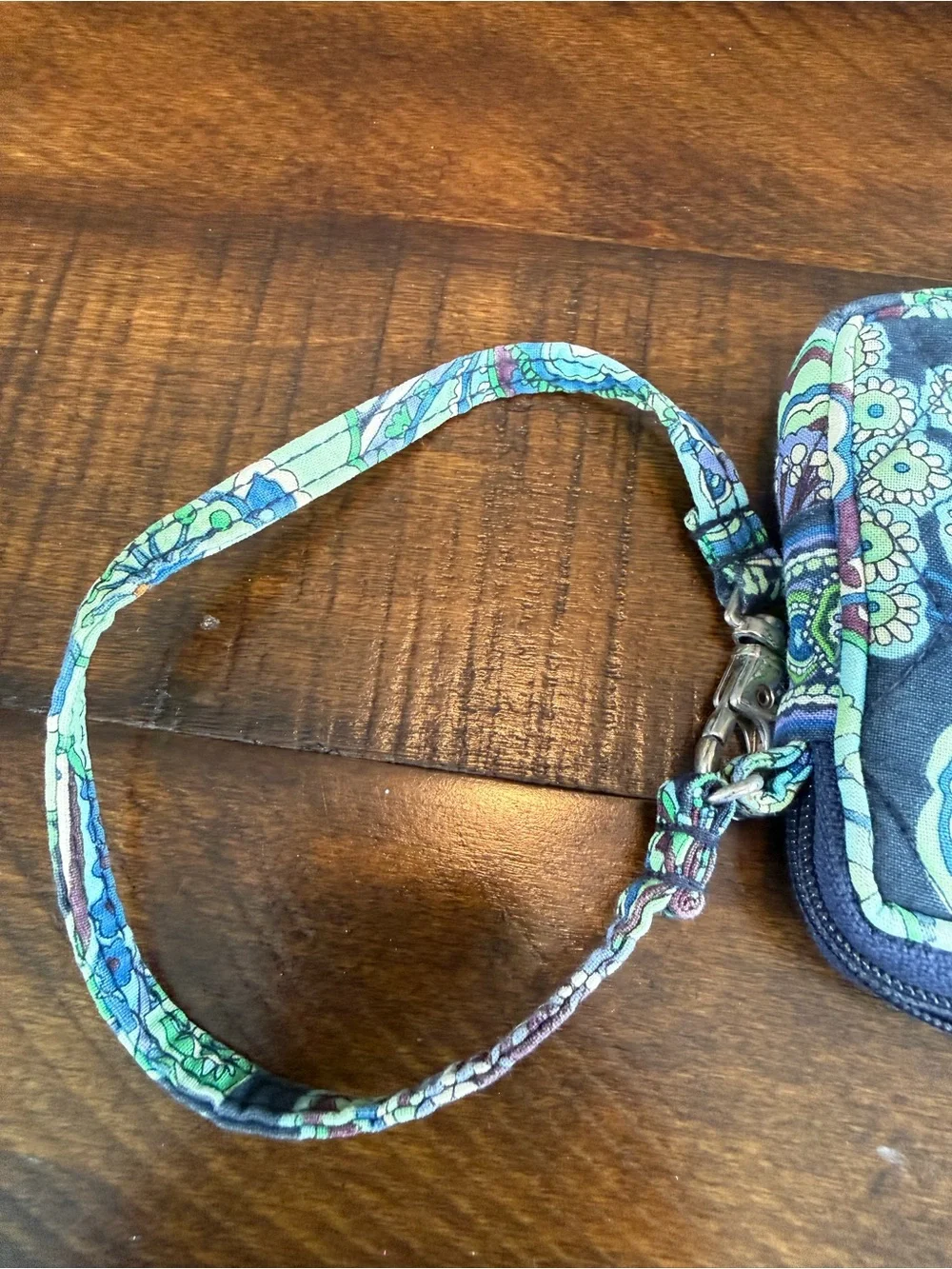 Vera Bradley Blue and Green Paisley Quilted Wristlet